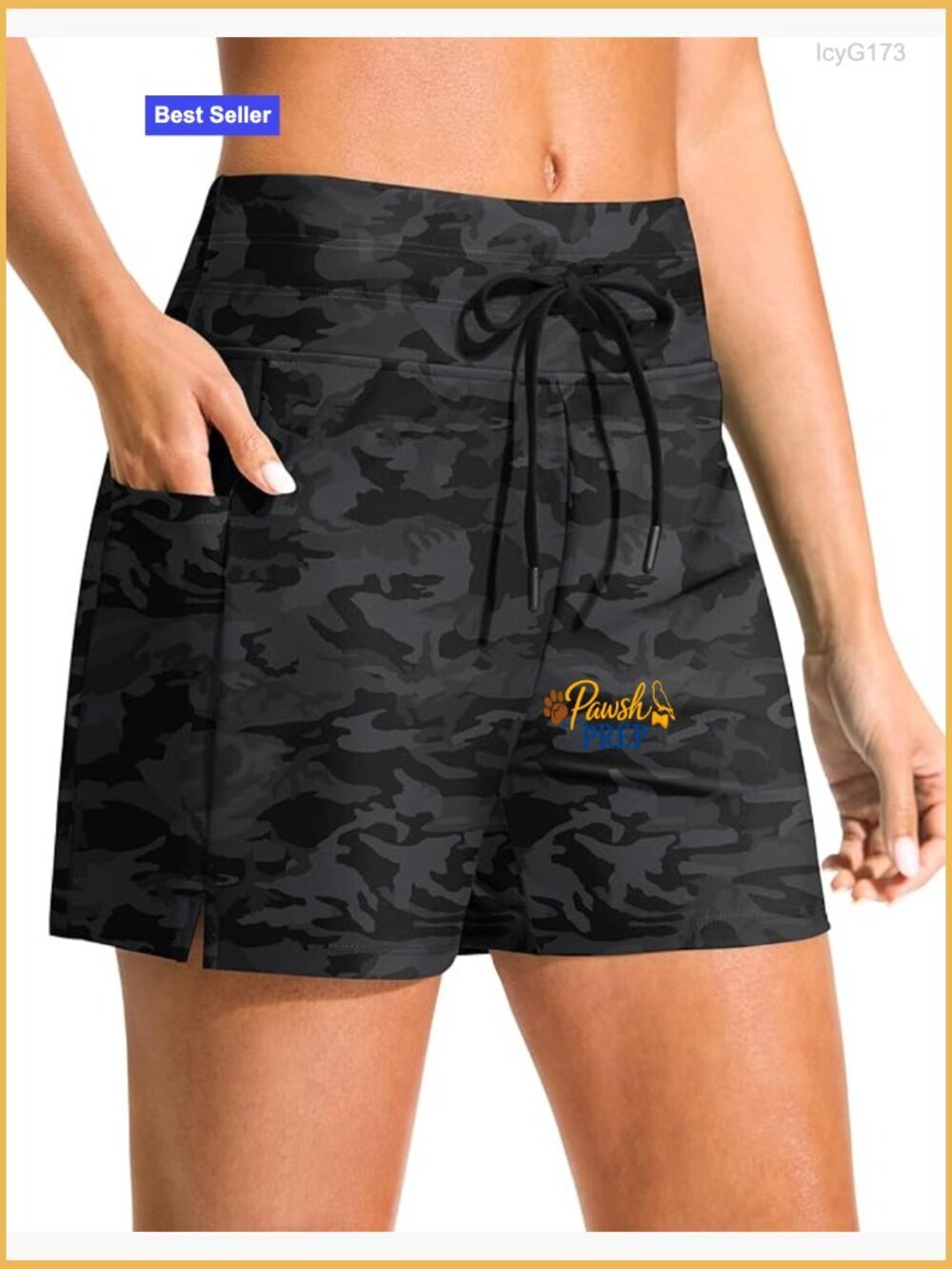 High Waisted Swim Board Shorts with Pockets Quick Dry UPF 50+ Tummy Control
